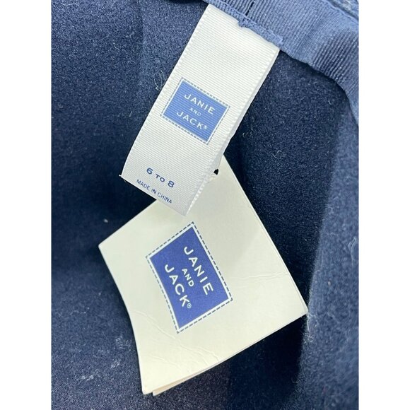 Fall Navy Wool Felt Wide Brim Hat W/Brown Band By Janie and Jack For Kids Sz 6-8 - Picture 4 of 4